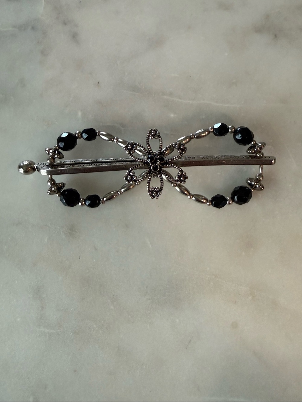 Lila Rose Silver-Tone Floral Beaded Flexi Clip